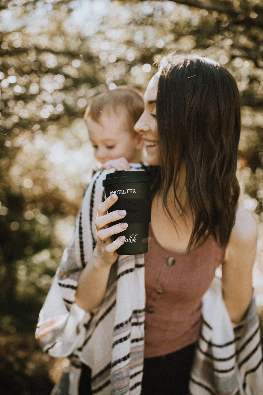 Bamboo Travel Cup: Aqua "#NOFILTER" - 14oz (400ml)