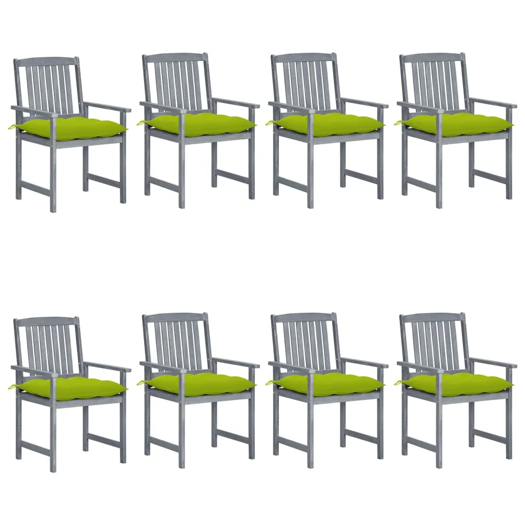 Patio Chairs Outdoor Dining Chair with Cushions Gray Solid Wood Acacia