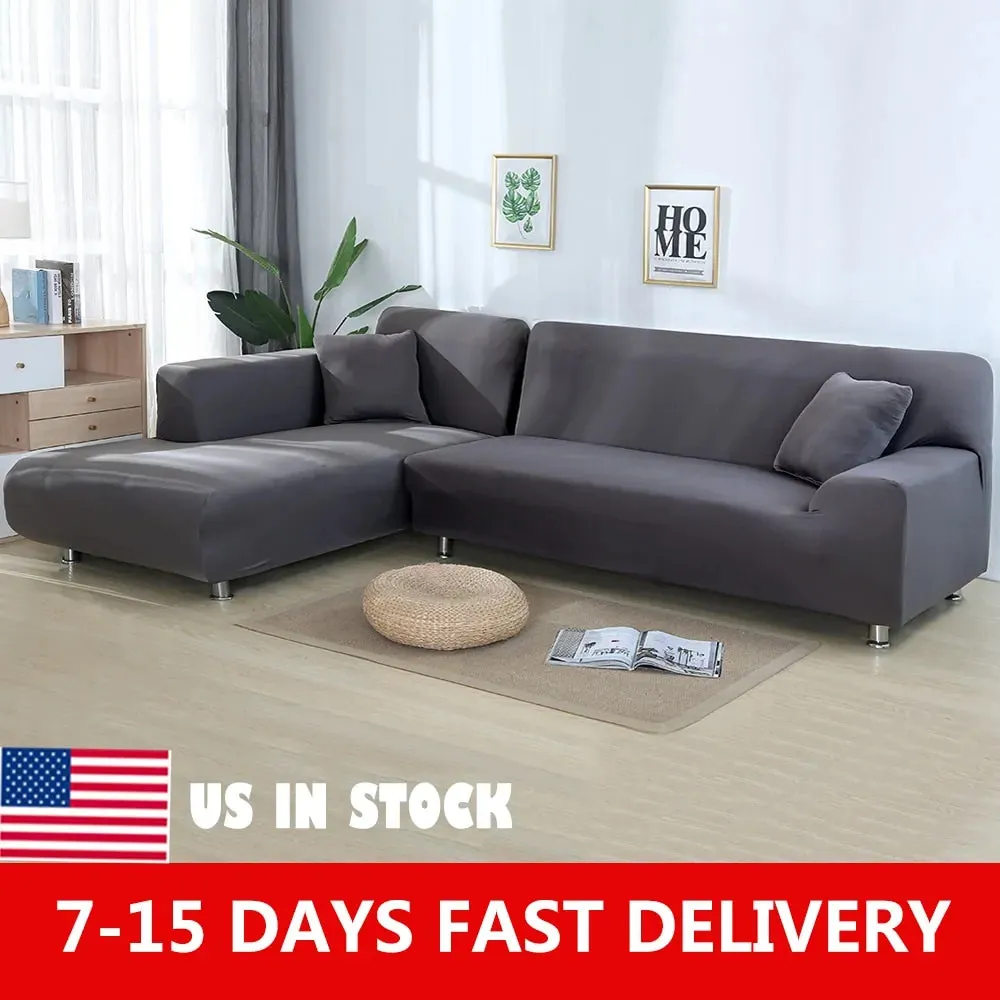 Stretch L-Shaped Sofa Covers with Armrest Slipcovers